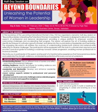 Emailer - Session on Beyond Boundaries- Unleashing the Potential for Women in Leadership 23.02.2024 at FGI